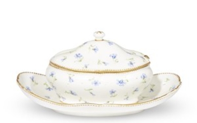 A Sèvres floral-decorated covered sauce tureen 1782 With integral...