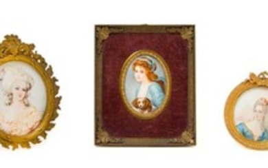 Three Portrait Miniatures Height of tallest 4 1/2