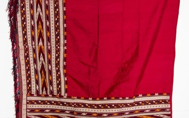 A Turkmen silk embroidered textile scarf