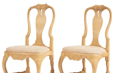A pair of Swedish Rococo chairs by O Höglander (master in Stockholm 1745-65).