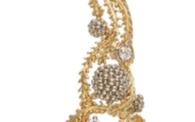 Gilbert Albert, pendentif mimosa 2 ors 750 serti de diamants taille brillant