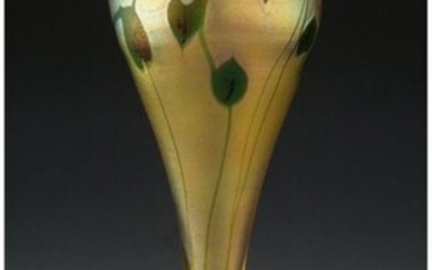 79062: Tiffany Studios Decorated Favrile Glass Leaf and