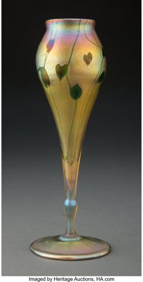79062: Tiffany Studios Decorated Favrile Glass Leaf and