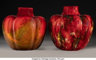 79362: Two Royal Doulton Pottery Flambé Glazed Pumpkin