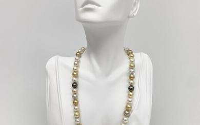 8-10mm South Sea White and Gold and Tahitian Near-Round
