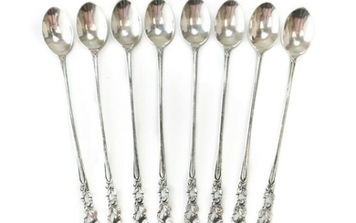 8 Wilhelm Ludwig German 800 Silver Iced Tea Spoons