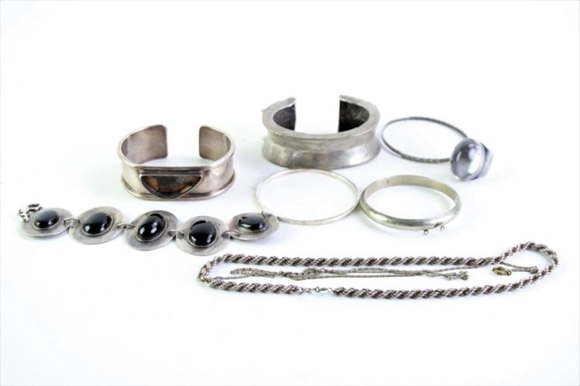 925 silver Bangles together with Necklace and other
