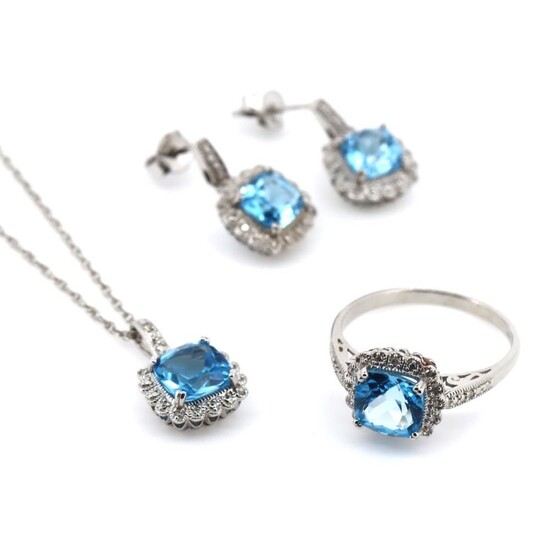925 silver set consisting of ring, earrings and necklace