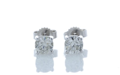 9ct White Gold Single Stone Prong Set Diamond Earring 0.64 Carats