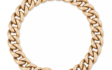 A 15ct yellow gold curb link bracelet, hollow curb links...
