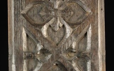 A 16th Century Carved Oak Panel, Circa...
