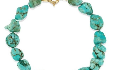 A 18k yellow gold and turquoise necklace
