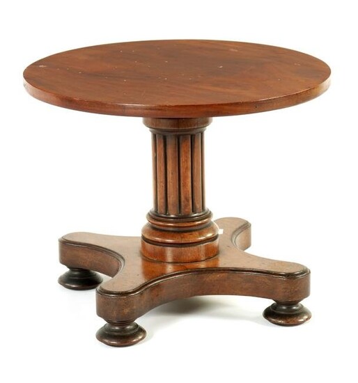 A 19TH CENTURY MAHOGANY ADJUSTABLE OCCASIONAL TABLE IN