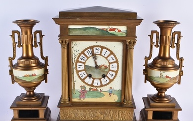 A 19th Century French Clock and Garniture Set. Clock 38cm x...
