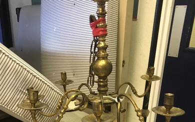 A 19th Century gilt brass eight branch chandelier in...
