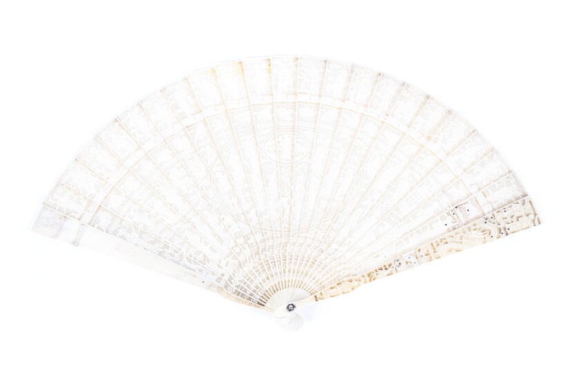A 19th century Chinese carved ivory brise fan