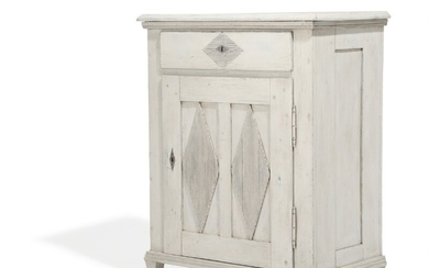 A 19th century Gustavian cabinet, front with a drawer and a door. H. 97. W. 77. D. 46 cm.
