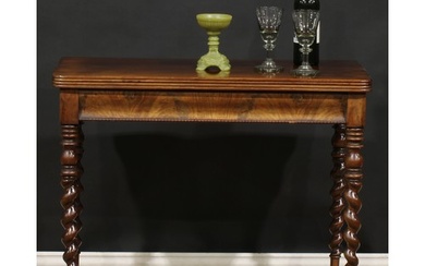A 19th century mahogany tea table, rounded rectangular foldi...