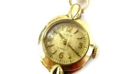 A 9ct gold Laco ladies wristwatch, with small circular...