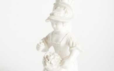 A BLANC DE CHINE FIGURE OF A YOUNG GIRL, (A/F, HAIRLINES), H.16CM, LEONARD JOEL LOCAL DELIVERY SIZE: SMALL