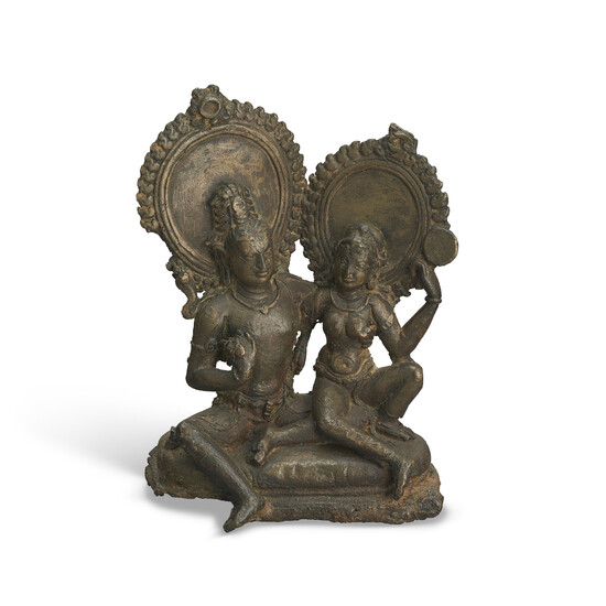 A BRONZE GROUP OF SHIVA AND PARVATI NORTHEASTERN INDIA, BENGAL, 8TH CENTURY