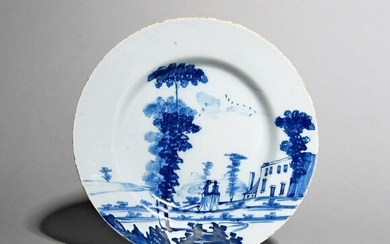 A Bristol delftware plate c.1760, of Bowen type,...