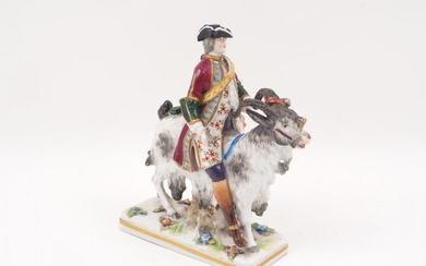 A Capodimonte porcelain figure, 19th century, designed a gentleman riding...