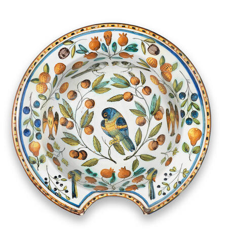 A Castelli maiolica barber's bowl, second half 17th century