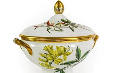A Chamberlains Worcester Porcelain Botanical Tureen and Cover, circa 1800,...