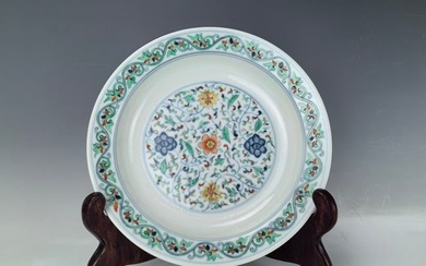 A Chinese Doucai Porcelain Plate Qianlong Mark