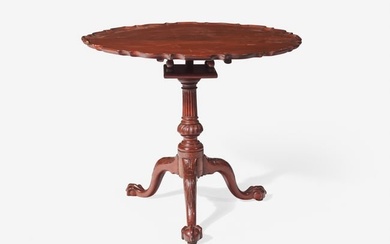 A Chippendale carved mahogany tilt-top tea table, carving possibly by the "de Young High Chest