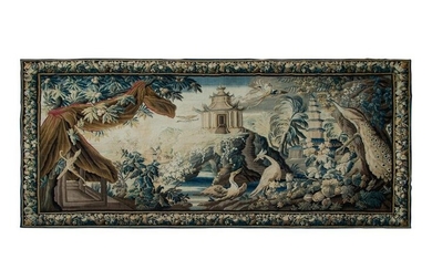A Continental Wool Tapestry Depicting Exotic Birds in a