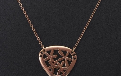 A DIAMOND PENDANT AND CHAIN IN 9CT ROSE GOLD, LENGTH 24.5MM, 3.4GMS