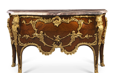 A FRENCH ORMOLU-MOUNTED KINGWOOD AND SATINE COMMODE BY MAISON KRIEGER, CIRCA 1885