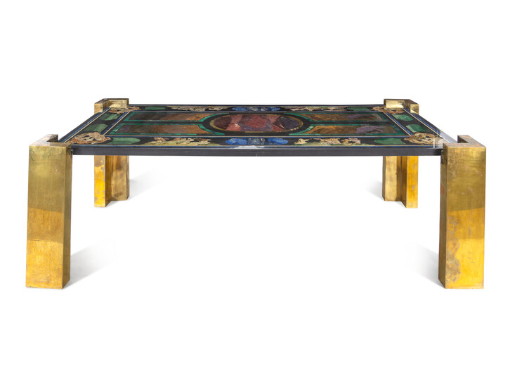 A Faux Scagliola and Lacquered Brass Dining Table