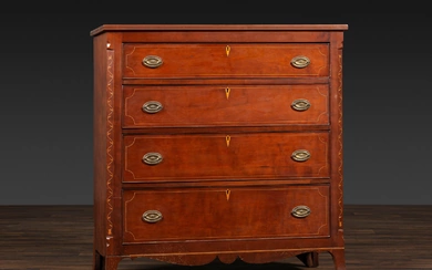 A Federal Vine and Leaf Inlaid Cherrywood Chest of Drawers