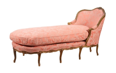 A French giltwood and upholstered day bed in Louis XVI style