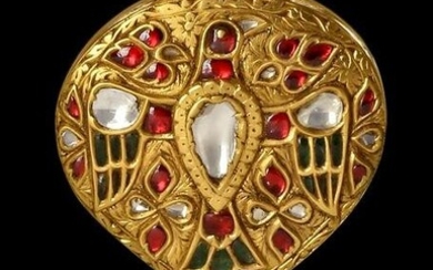 A GEM-SET AND ENAMELED GOLD PENDANT, INDIA, CIRCA 19TH CENTURY