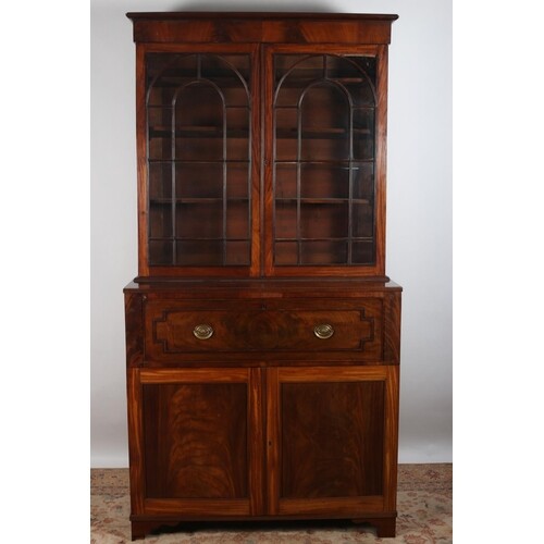 A GEORGIAN MAHOGANY SECRETAIRE LIBRARY BOOKCASE the moulded ...