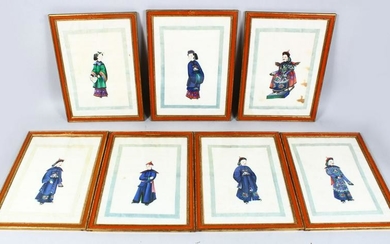 A GOOD SET OF SEVEN 19TH CENTURY CHINESE PAINTINGS ON
