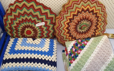 A GROUP OF RETRO SOFT FURNISHINGS