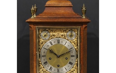 A George II Revival oak musical bracket clock, 19cm rectangu...
