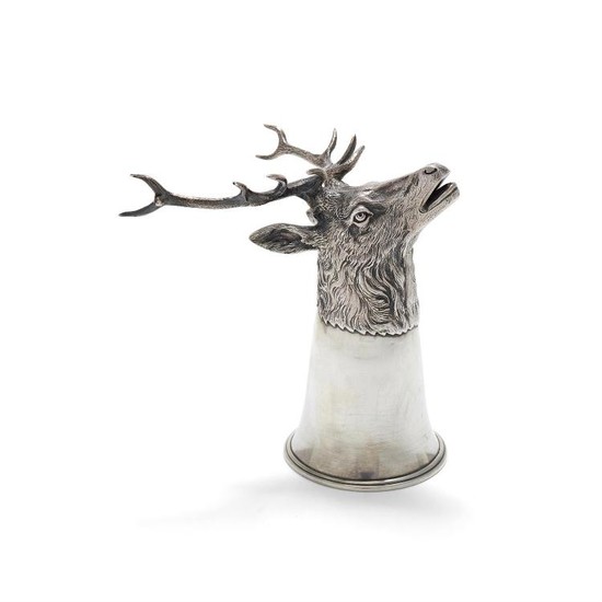 A German silver stag stirrup cup by J. D. Schleissner & Söhne