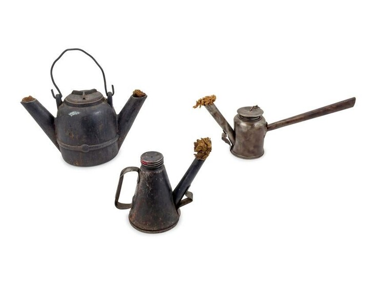 A Group of Three Railroad Metal Torches
