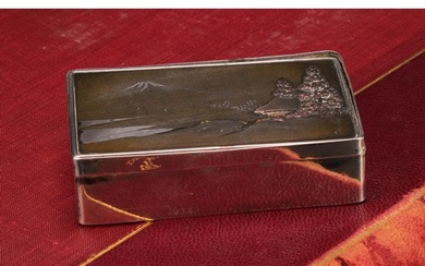 A Japanese silver and mixed metal rounded rectangular snuff ...