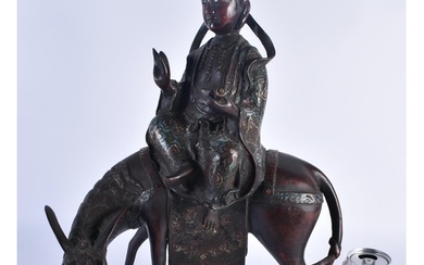 A LARGE 19TH CENTURY CHINESE CHAMPLEVE ENAMEL BRONZE FIGURE ...