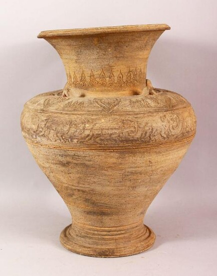 A LARGE EARLY ISLAMIC POTTERY VASE, the body with