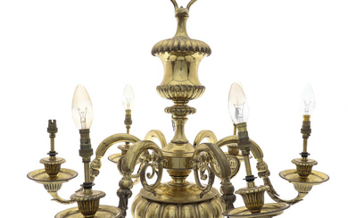 A LATE 17TH CENTURY STYLE LACQUERED BRASS CHANDELIER, CIRCA 1900.