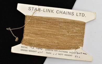 A LENGTH OF 9CT GOLD UNUSED CURB LINK CHAIN,...