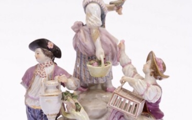 A Late C19th Meissen Figural Group (H 21cm, Missing Arm and repairs to another, some chips)